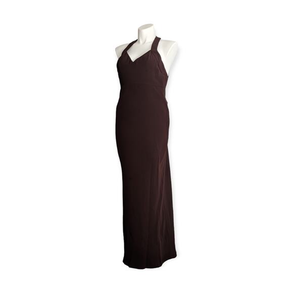 HOSS INTROPIA elegant burgundy brown sweetheart halter neck maxi gown - Picture 2 of 12